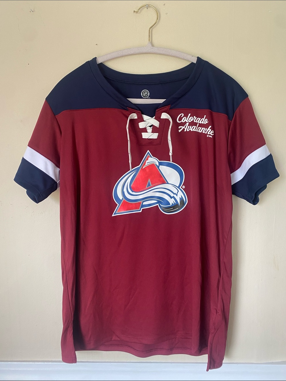 NHL Colorado Avalanche Burgundy Navy Women’s Lace-Up Jersey Medium